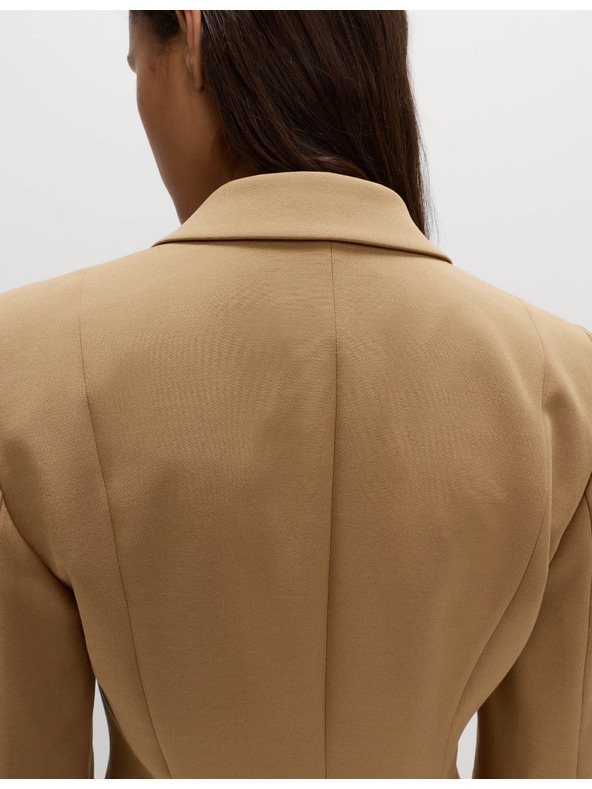 Marks & Spencer Priľnavý keprovitý blejzer so zúžením v páse Marks & Spencer hnedá