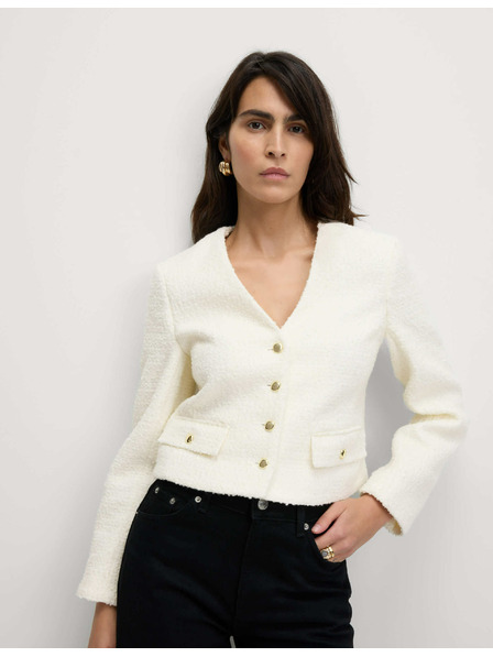 Marks & Spencer Bunda s výstrihom do V a vlnou Marks & Spencer smotanová