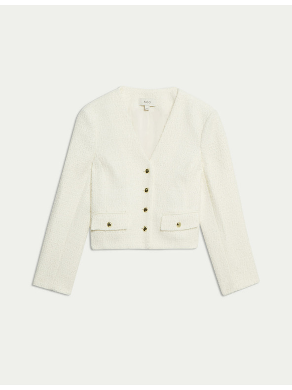 Marks & Spencer Bunda s výstrihom do V a vlnou Marks & Spencer smotanová