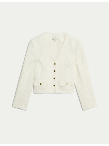 Marks & Spencer Bunda s výstrihom do V a vlnou Marks & Spencer smotanová