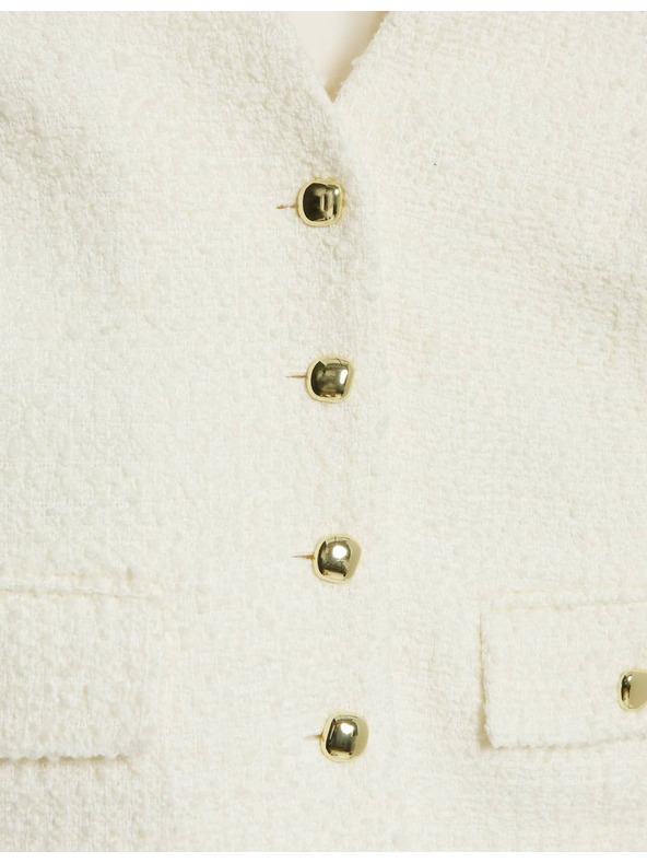 Marks & Spencer Bunda s výstrihom do V a vlnou Marks & Spencer smotanová