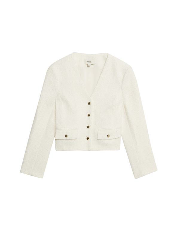 Marks & Spencer Bunda s výstrihom do V a vlnou Marks & Spencer smotanová