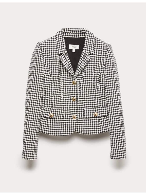 Marks & Spencer Tvídová bunda bez goliera s vysokým podielom bavlny Marks & Spencer čierna