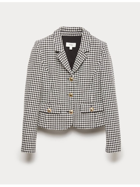 Marks & Spencer Tvídová bunda bez goliera s vysokým podielom bavlny Marks & Spencer čierna