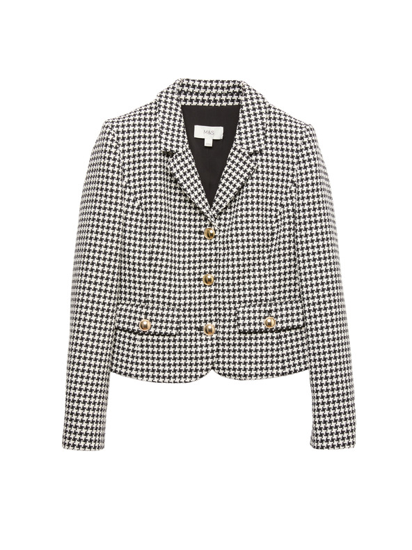 Marks & Spencer Tvídová bunda bez goliera s vysokým podielom bavlny Marks & Spencer čierna