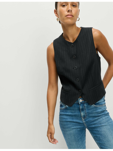 Marks & Spencer Pruhovaná vesta bez goliera Marks & Spencer námorná modrá