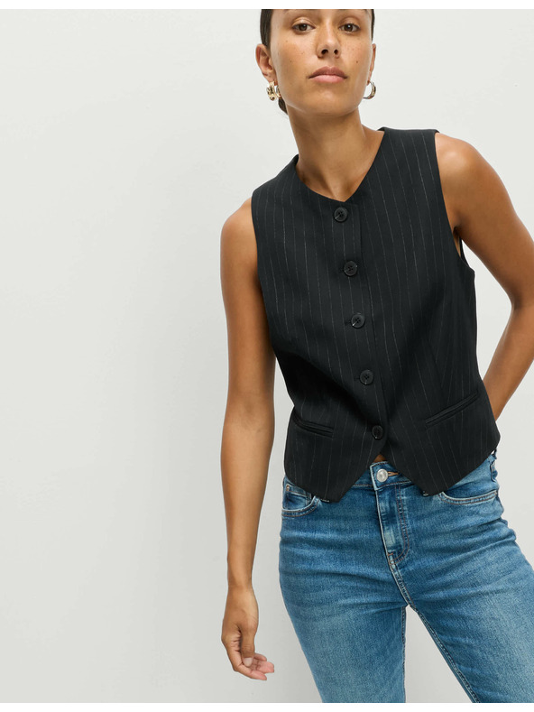 Marks & Spencer Pruhovaná vesta bez goliera Marks & Spencer námorná modrá