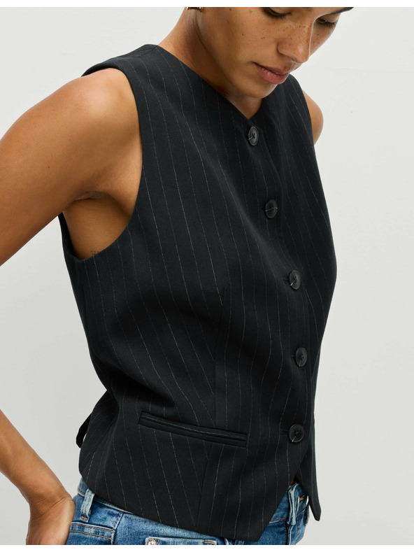 Marks & Spencer Pruhovaná vesta bez goliera Marks & Spencer námorná modrá