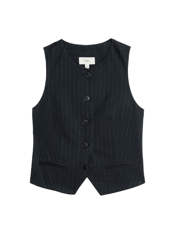 Marks & Spencer Pruhovaná vesta bez goliera Marks & Spencer námorná modrá