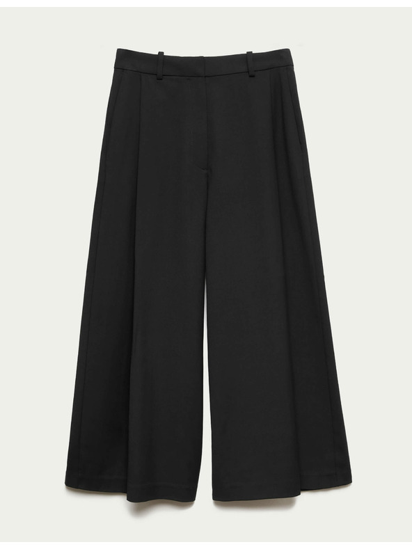 Marks & Spencer Tkaná plisovaná kalhotová sukňa so širokými nohavicami Marks & Spencer čierna