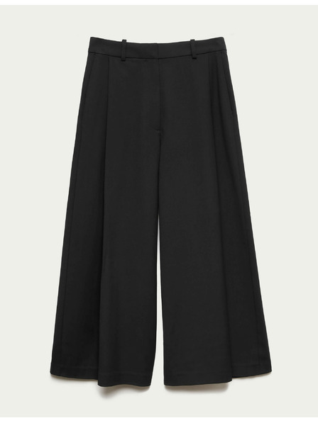 Marks & Spencer Tkaná plisovaná kalhotová sukňa so širokými nohavicami Marks & Spencer čierna