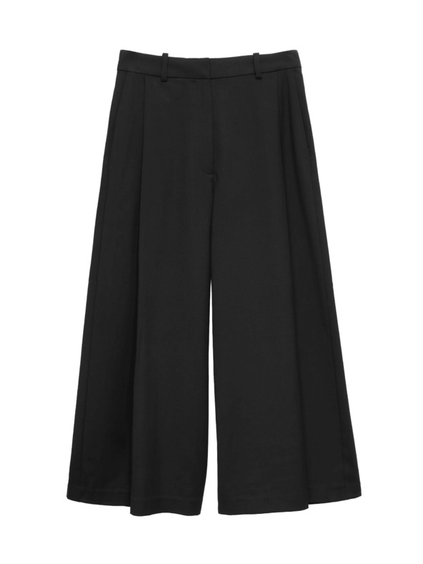 Marks & Spencer Tkaná plisovaná kalhotová sukňa so širokými nohavicami Marks & Spencer čierna