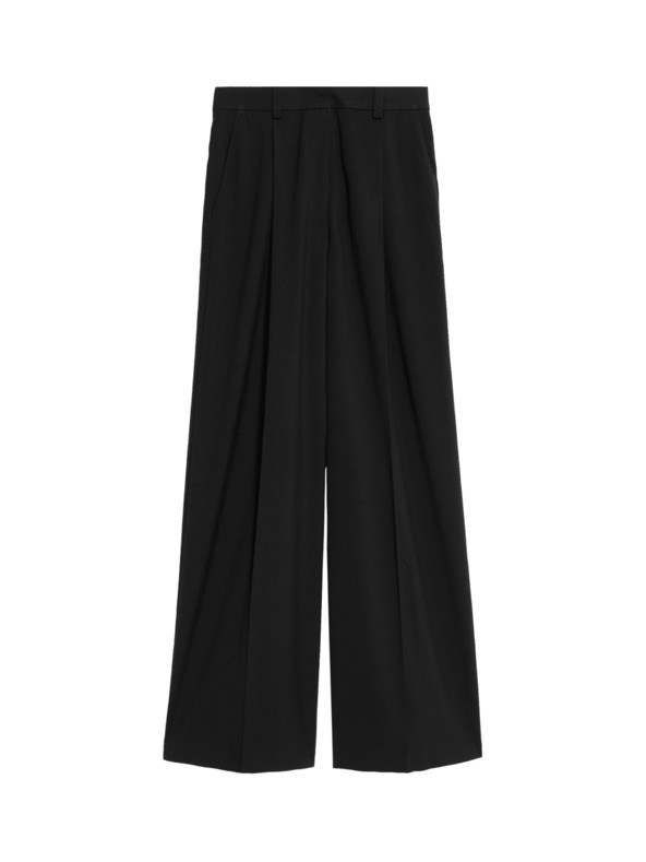 Marks & Spencer Plisované nohavice so širokými nohavicami Marks & Spencer čierna