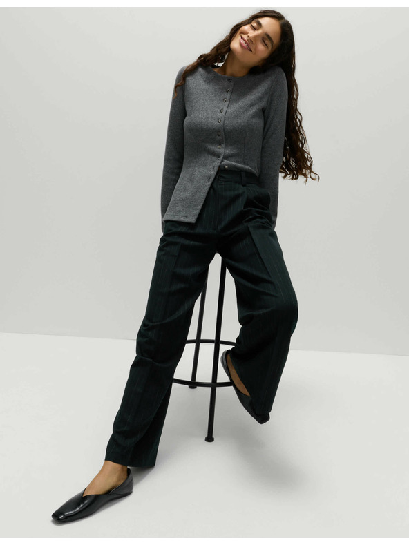 Marks & Spencer Nohavice so sklady, širokými nohavicami a ihlovými prúžkami Marks & Spencer námorná modrá