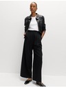 Marks & Spencer Nohavice so sklady a širokými nohavicami Marks & Spencer čierna