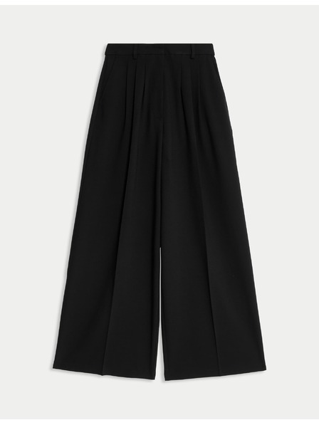 Marks & Spencer Nohavice so sklady a širokými nohavicami Marks & Spencer čierna