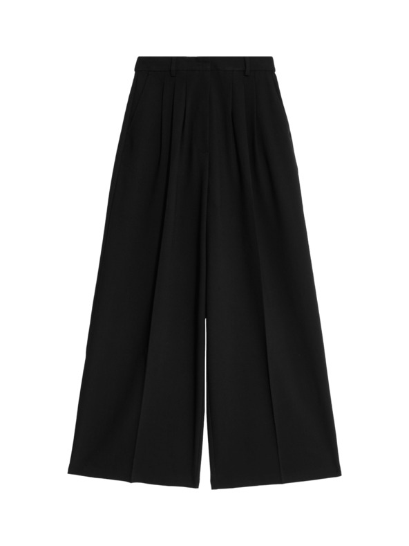 Marks & Spencer Nohavice so sklady a širokými nohavicami Marks & Spencer čierna