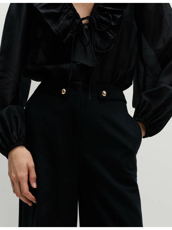 Marks & Spencer Nohavice so stiahnutím v páse a širokými nohavicami Marks & Spencer čierna