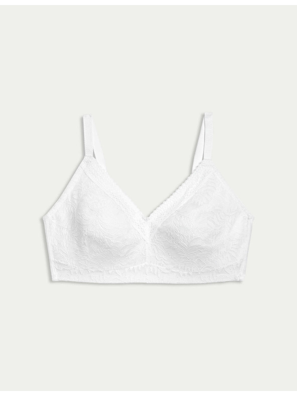 Marks & Spencer Čipkovaná podprsenka s kosticami so zmršťovacím efektom a technológiou Flexifit™ Marks & Spencer biela