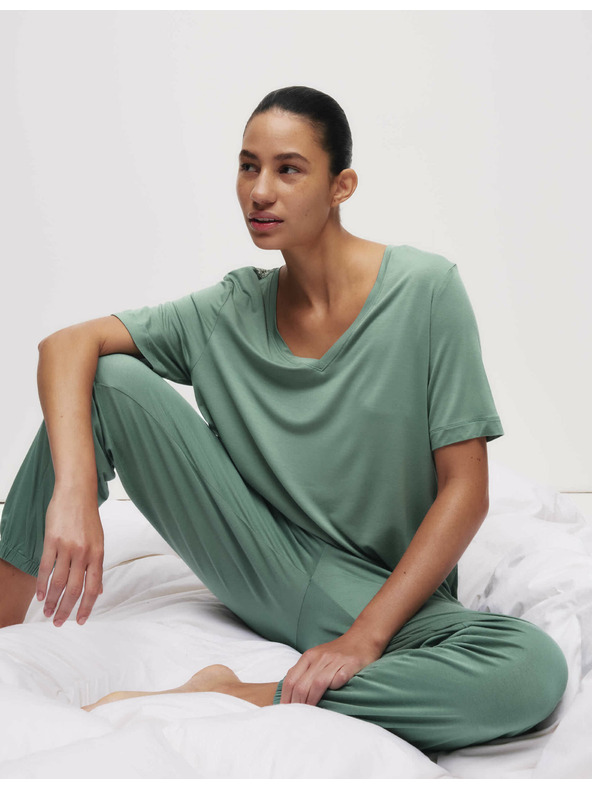 Marks & Spencer Pyžamový top s čipkovým detailom Marks & Spencer zelená