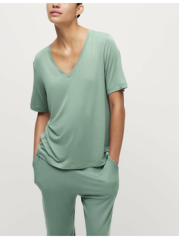 Marks & Spencer Pyžamový top s čipkovým detailom Marks & Spencer zelená