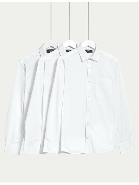 Marks & Spencer Košeľa s dlhým rukávom Marks & Spencer slim fit, 3 kusy v balení biela