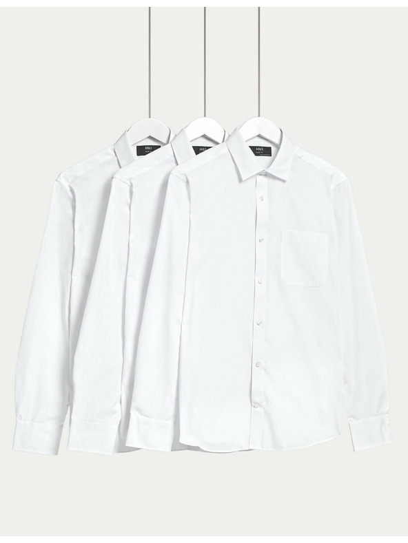 Marks & Spencer Košeľa s dlhým rukávom Marks & Spencer slim fit, 3 kusy v balení biela