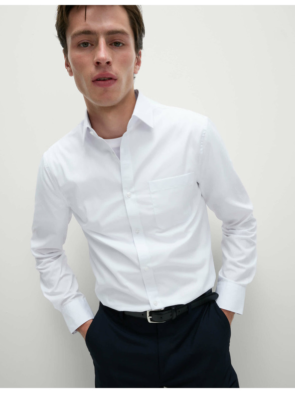 Marks & Spencer Košeľa s dlhým rukávom Marks & Spencer slim fit, 3 kusy v balení biela