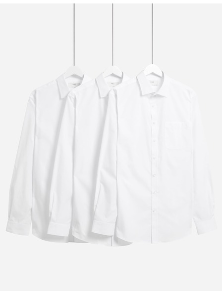 Marks & Spencer Sada troch kusov pánských bielych košieľ Marks & Spencer