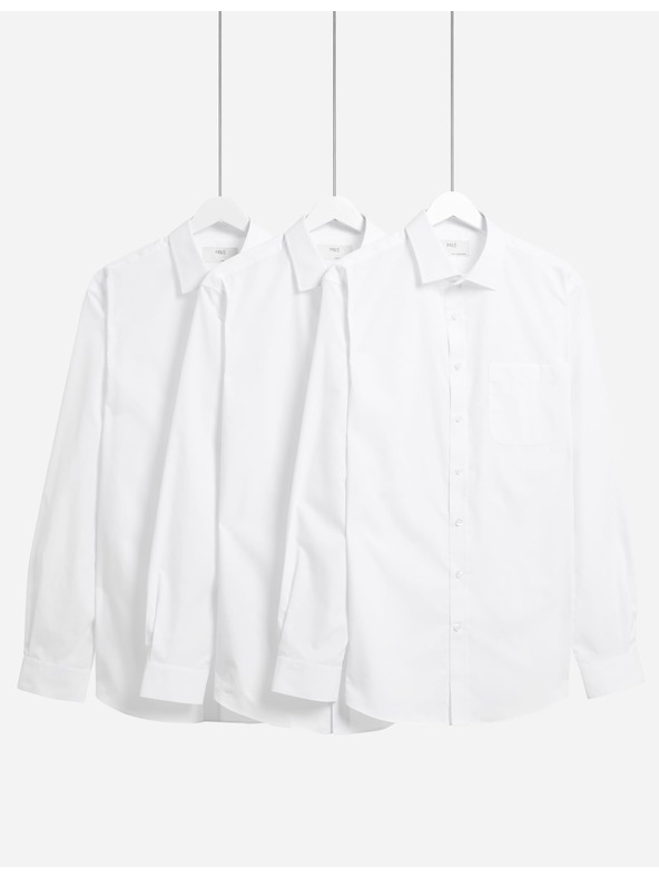 Marks & Spencer Sada troch kusov pánských bielych košieľ Marks & Spencer