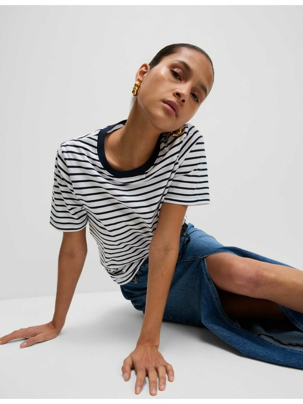 Marks & Spencer Modro-biele dámske pruhované tričko Marks & Spencer