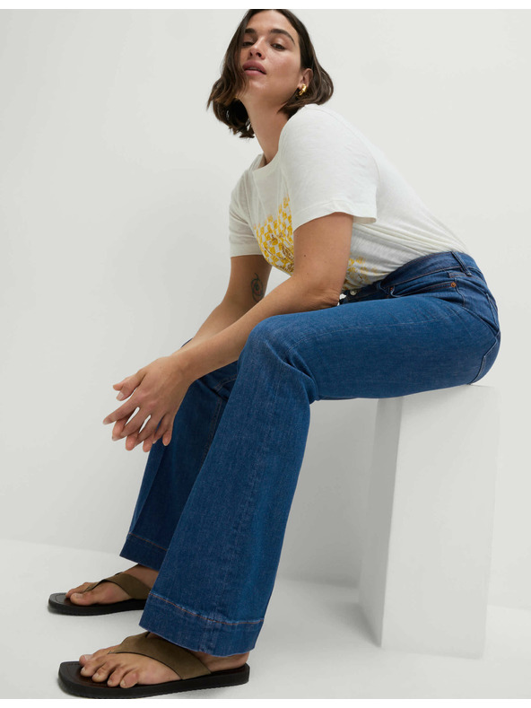 Marks & Spencer Tmavomodré dámske džínsy s vysokým pásom Marks & Spencer