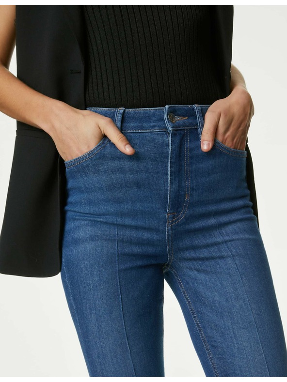 Marks & Spencer Tmavomodré dámske džínsy s vysokým pásom Marks & Spencer