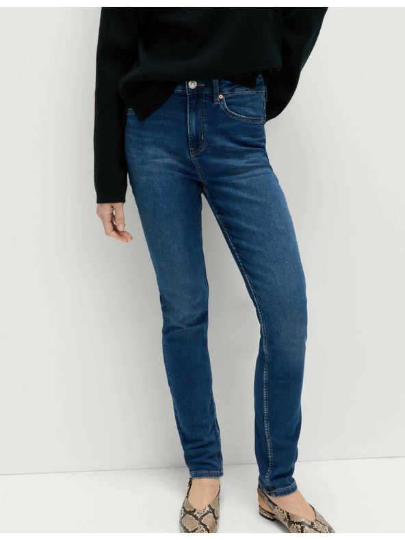 Marks & Spencer Tmavomodré dámske džínsy slim fit strihu Marks & Spencer
