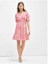 Orsay Ružové pruhované zavinovacie ľanové šaty ORSAY