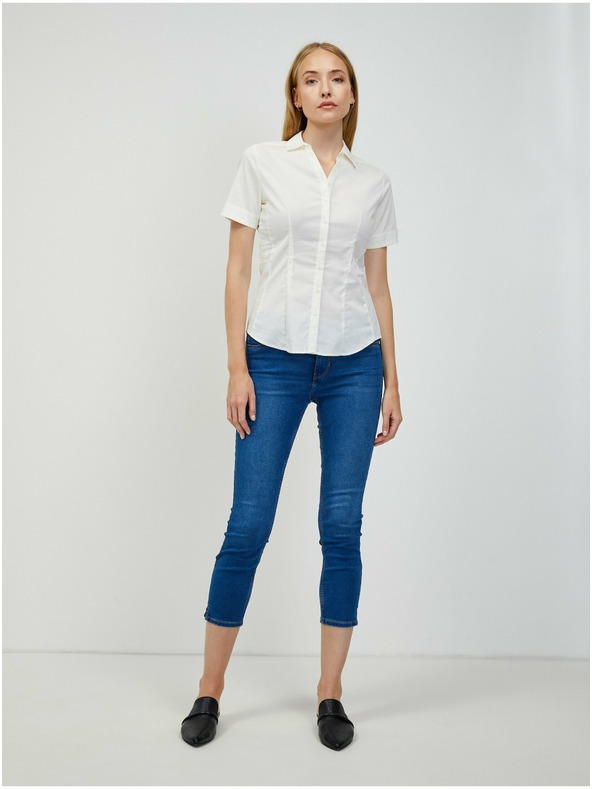 Orsay Krémová košeľa s krátkym rukávom ORSAY