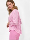 Orsay Ružová kockovaná blúzka s dlhým rukávom ORSAY