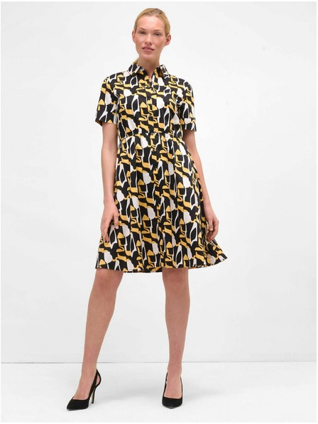 Orsay Žlto-čierne vzorované košeľové šaty ORSAY