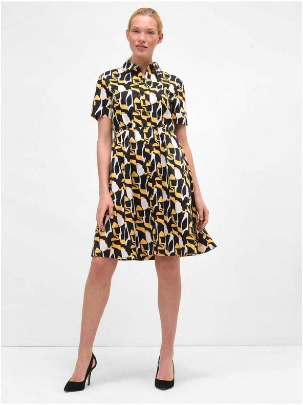 Orsay Žlto-čierne vzorované košeľové šaty ORSAY