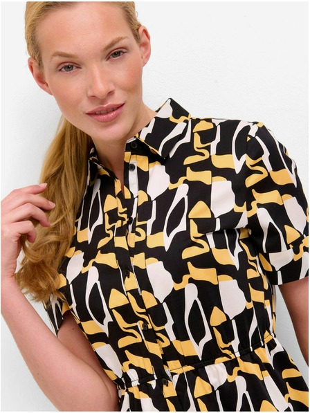 Orsay Žlto-čierne vzorované košeľové šaty ORSAY