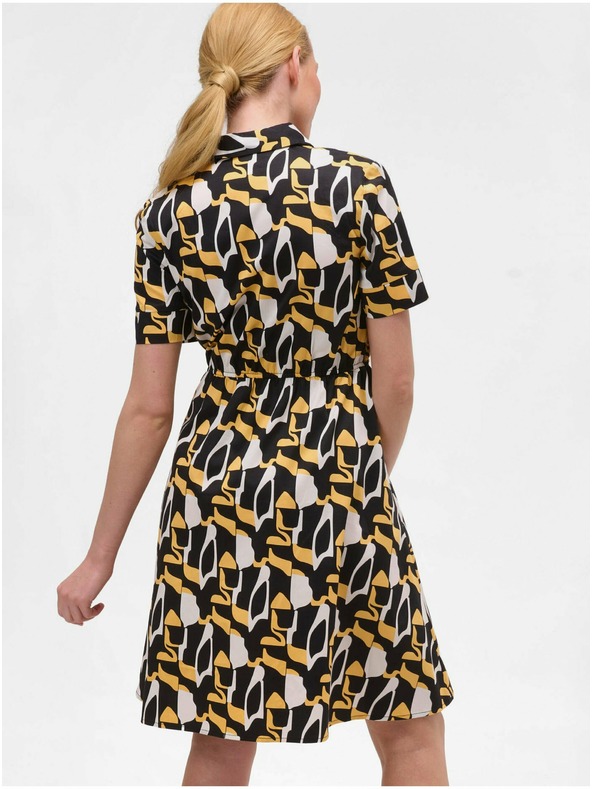 Orsay Žlto-čierne vzorované košeľové šaty ORSAY