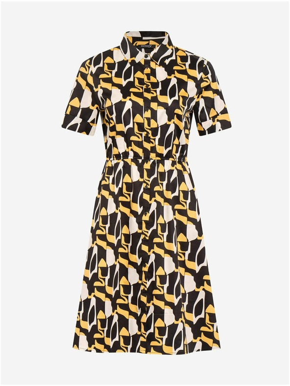 Orsay Žlto-čierne vzorované košeľové šaty ORSAY