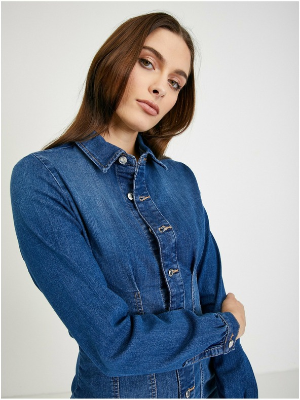 Orsay Modré džínsové košeľové šaty ORSAY