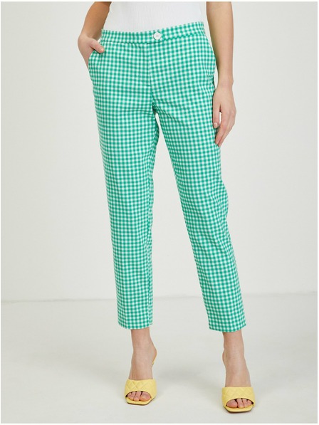 Orsay Svetlozelené dámske kárované nohavice ORSAY
