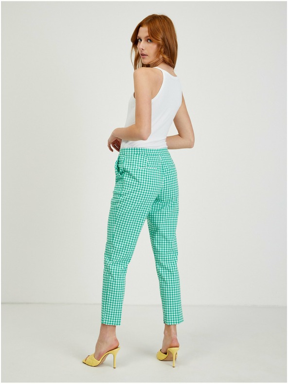 Orsay Svetlozelené dámske kárované nohavice ORSAY