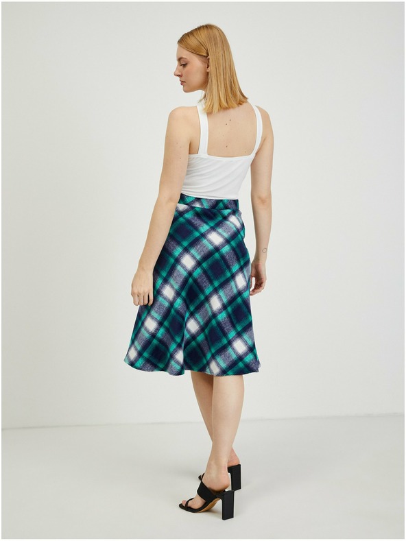 Orsay Zelená a modrá dámska kockovaná sukňa ORSAY