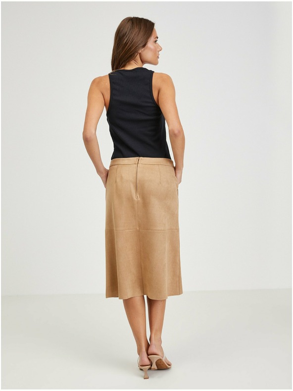 Orsay Svetlohnedá dámska midi sukňa zo semišu ORSAY