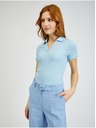 Orsay Svetlomodré dámske rebrované polo tričko ORSAY