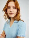 Orsay Svetlomodré dámske rebrované polo tričko ORSAY
