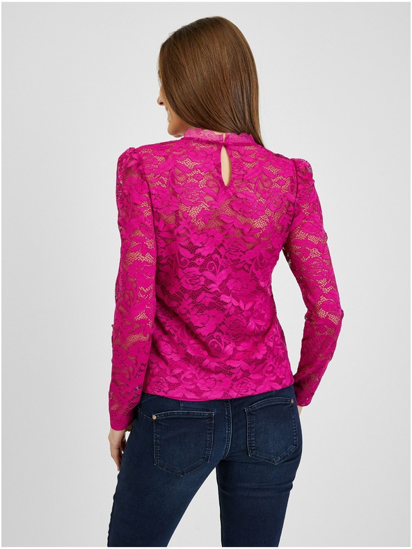 Orsay Tmavo ružové dámske čipkované tričko ORSAY